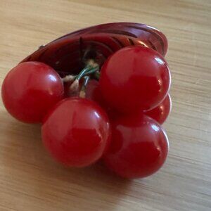 Vintage Cherry on Log Balelite Pin 1940's WW2 Style